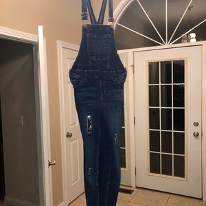 Justice bling patch denim overalls